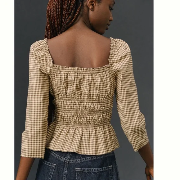 Reformation Brown Checkered Blouse - Picture 6 of 9
